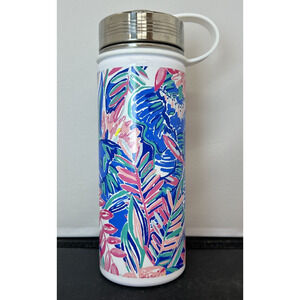 NEW Lilly Pulitzer x Pottery Barn Slim Bennet Blue Metal Water Bottle FS Charity